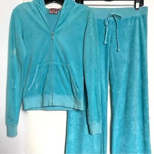 Vintage Y2K Juicy Couture blue velour tracksuit